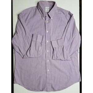 Brooks Brothers 1818 Regent Long Sleeve Button Purple Gingham Check Shirt Men L